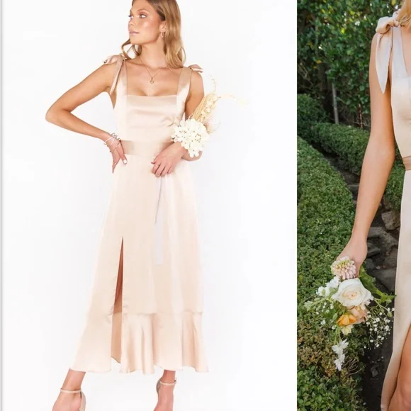 sachin and babi light blue dress Premium Satin Champagne Tube Top main image 0